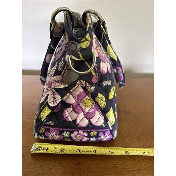 Vera Bradly Purple Yellow Cotton Handle Floral Quilted Purse. Zip Closure. - Picture 9 of 11